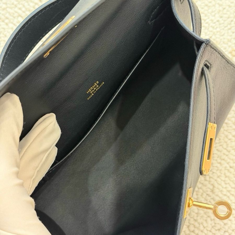 Hermes 愛馬仕 Kelly一代手提包 黑金s皮-8
