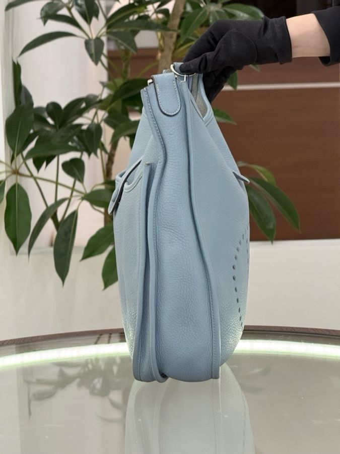 Hermes愛馬仕 亞麻藍伊芙琳evelyne 31 框O刻-2