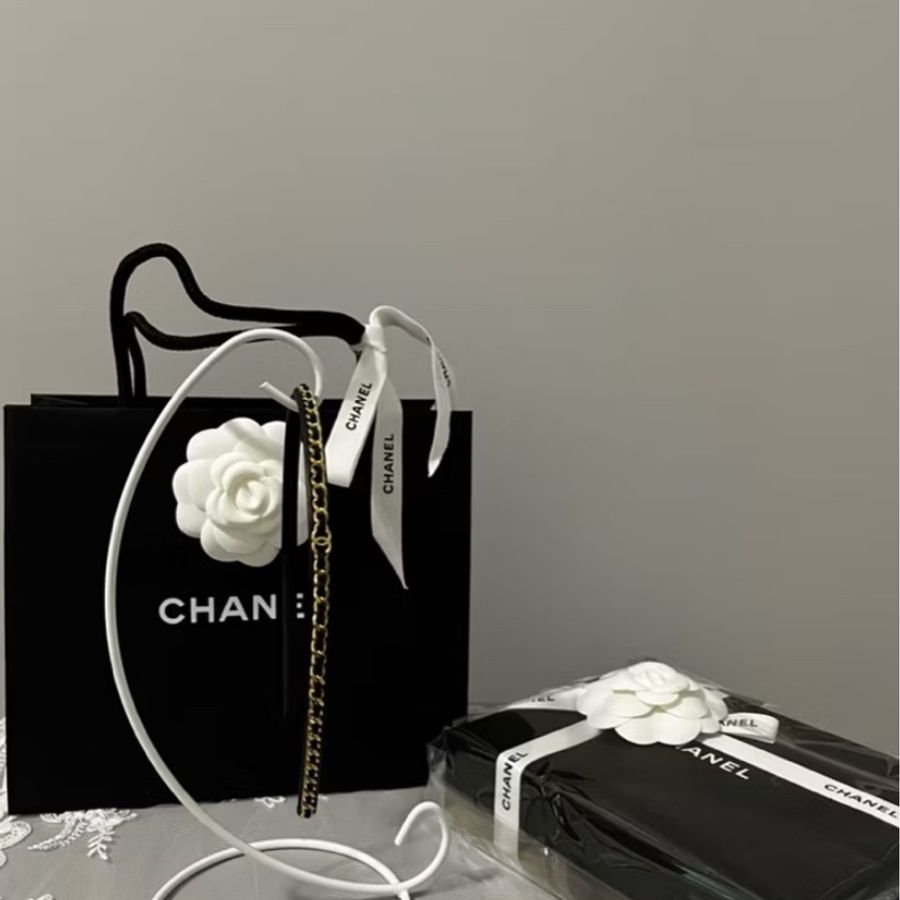 CHANEL 香奈兒《全新》26P 經典細款皮穿鏈髮箍 黑金|台北專櫃|山茶花全配-7