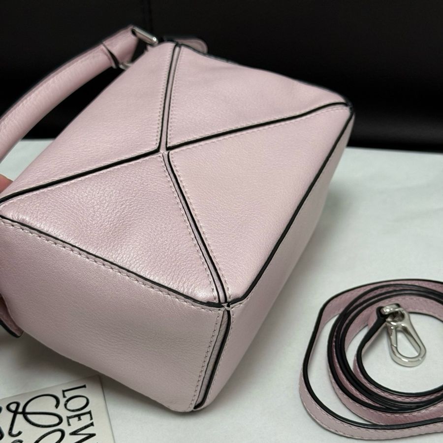 LOEWE羅意威 冰粉色牛皮 Puzzle迷你mini幾何包手提包單肩包斜挎包-6