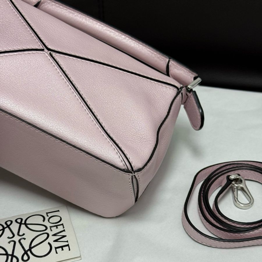 LOEWE羅意威 冰粉色牛皮 Puzzle迷你mini幾何包手提包單肩包斜挎包-7