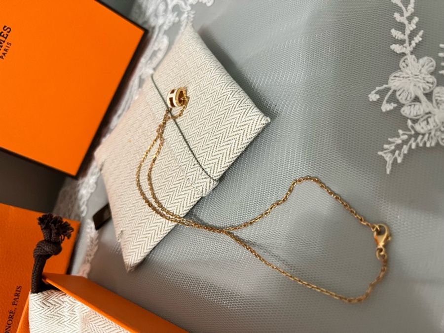 HERMÈS 愛馬仕《全新》Mini Pop H 白色金釦項鍊|金色鍊|完整配件|專櫃正品-25