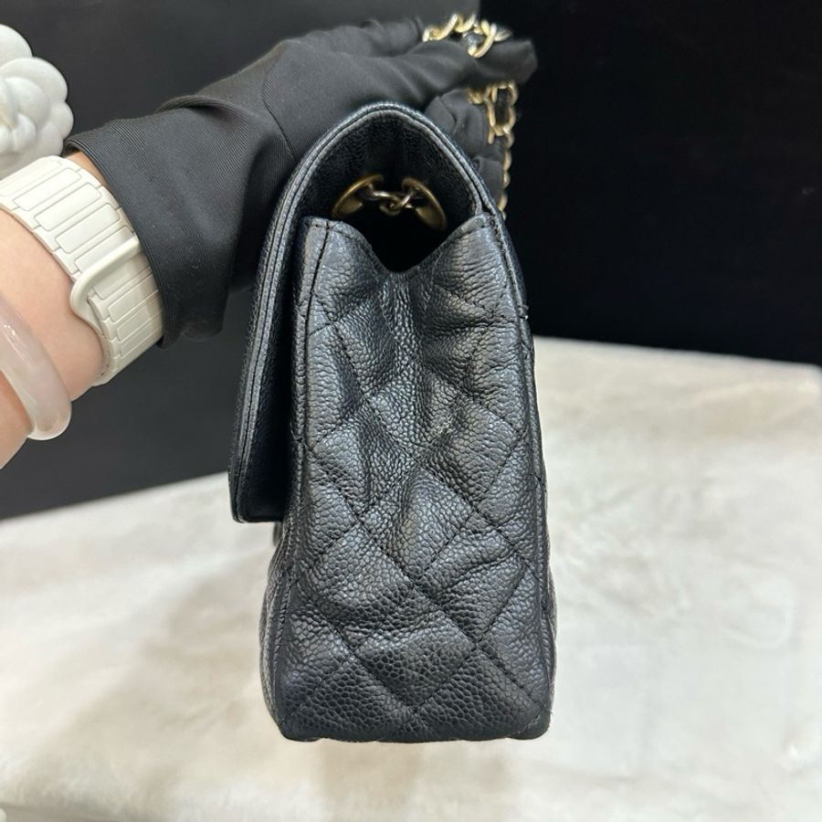 Chanel香奈兒 黑金荔枝牛皮戴妃鏈條包單肩包斜挎包-4