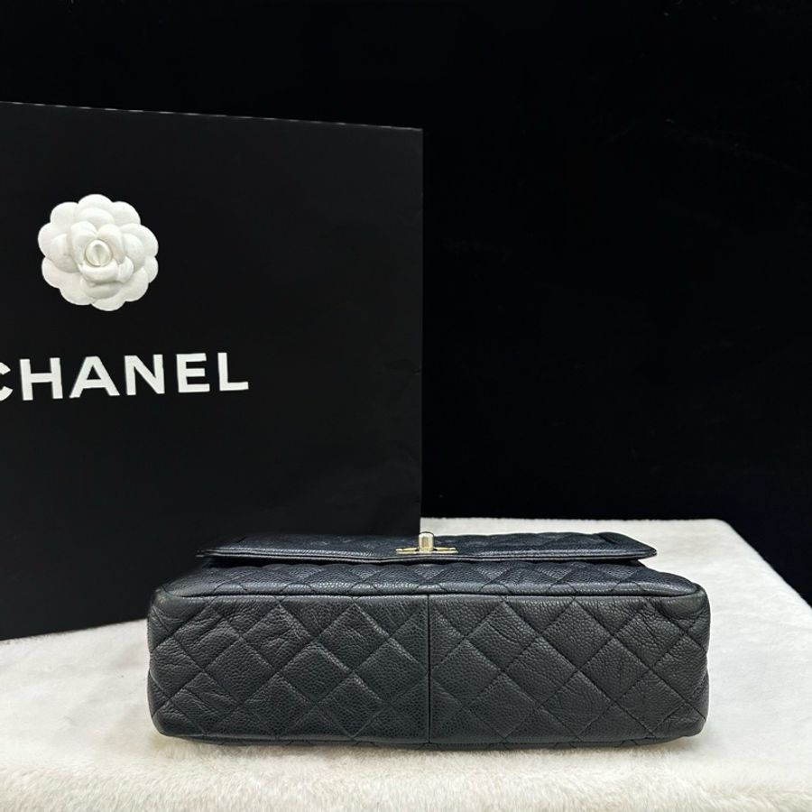 Chanel香奈兒 黑金荔枝牛皮戴妃鏈條包單肩包斜挎包-7