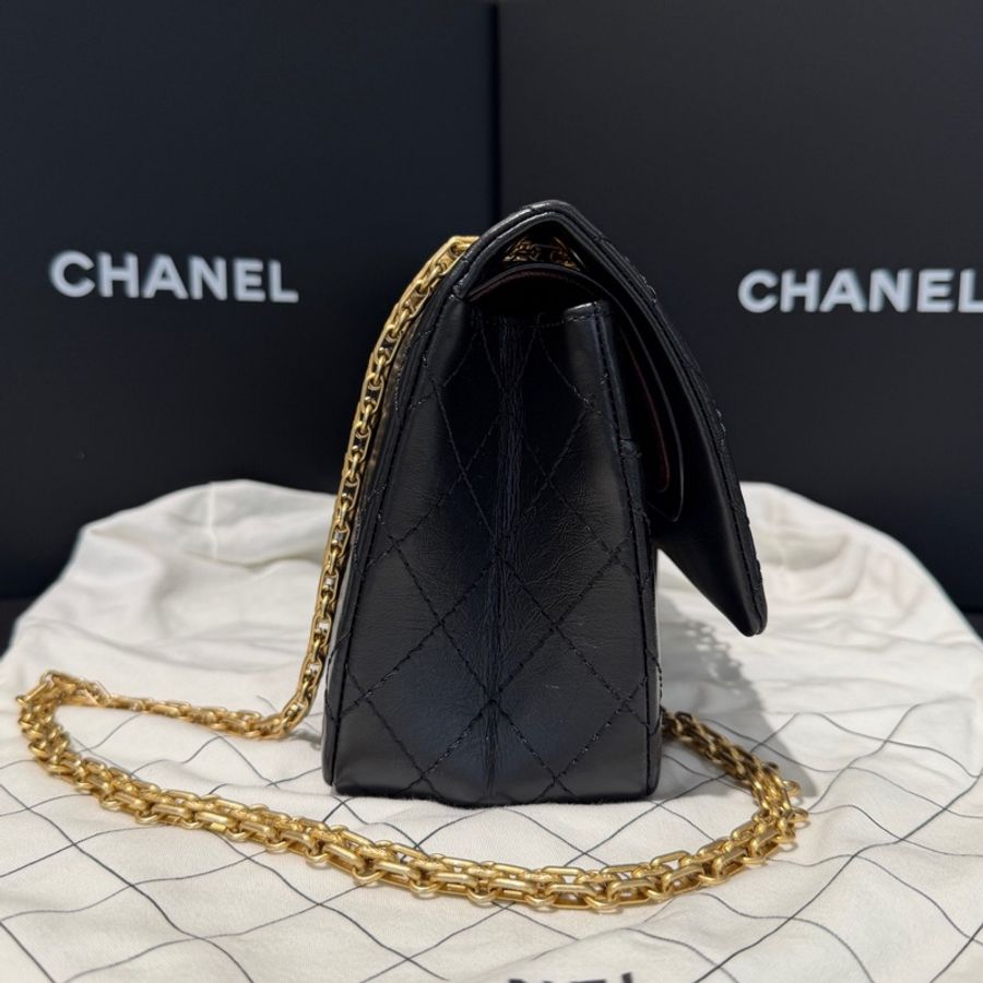 閒置未使用香奈兒Chanel 黑金芯片2.55小號 牛皮-2