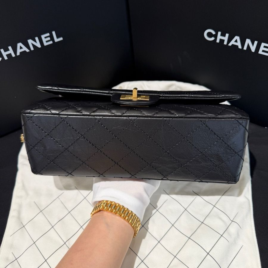閒置未使用香奈兒Chanel 黑金芯片2.55小號 牛皮-3