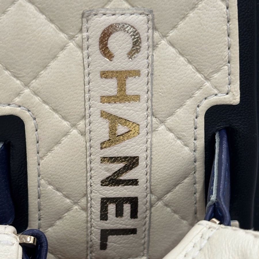 Chanel香奈兒 金屬雙C字母logo女款紅藍拼色魔術貼厚底涼鞋 38.5碼-6