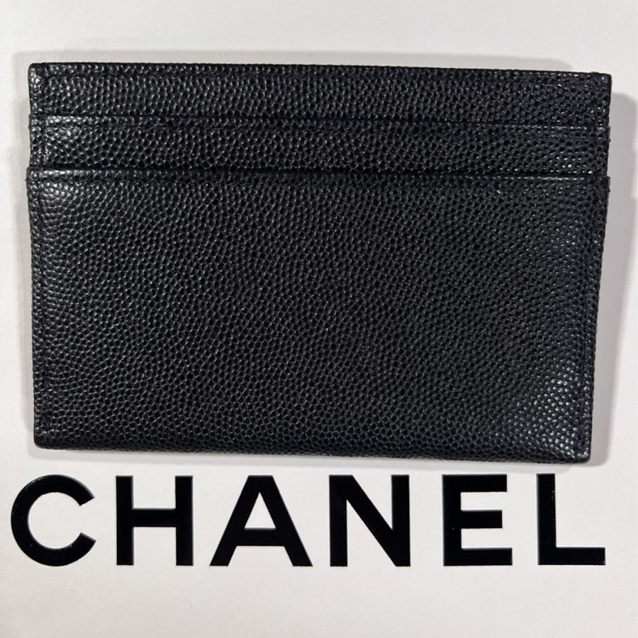 CHANEL 香奈兒 黑色荔枝皮大Logo卡片夾|信用卡夾/車票夾|全配附購證-4