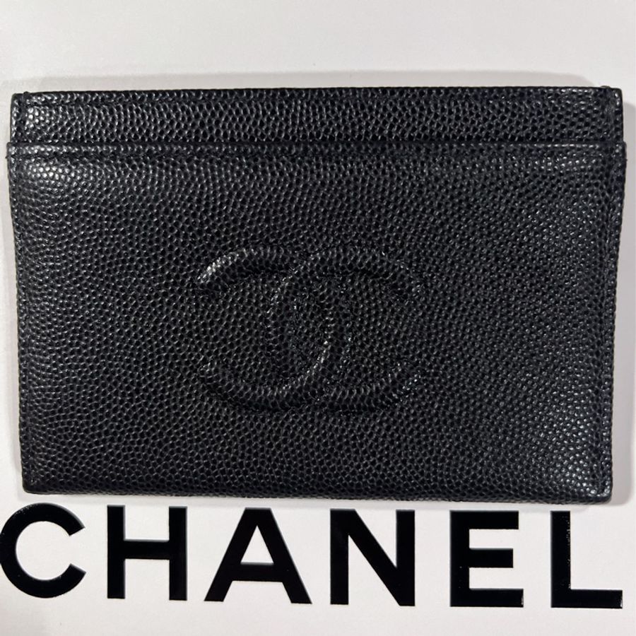 CHANEL 香奈兒 黑色荔枝皮大Logo卡片夾|信用卡夾/車票夾|全配附購證-39