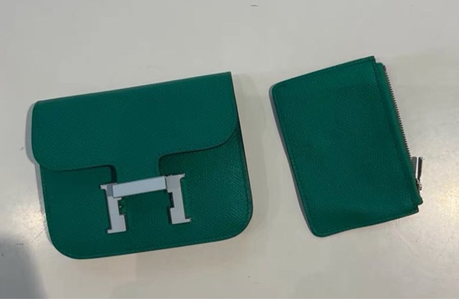 愛馬仕Hermes 康康 Slim 帝王綠白色珐琅扣-0