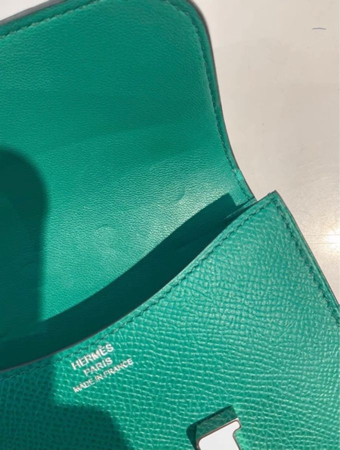 愛馬仕Hermes 康康 Slim 帝王綠白色珐琅扣-3
