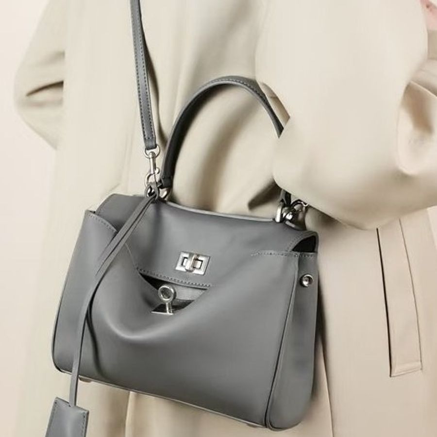 BALENCIAGA - 深灰色牛皮銀釦MINI RODEO手提斜背包-2
