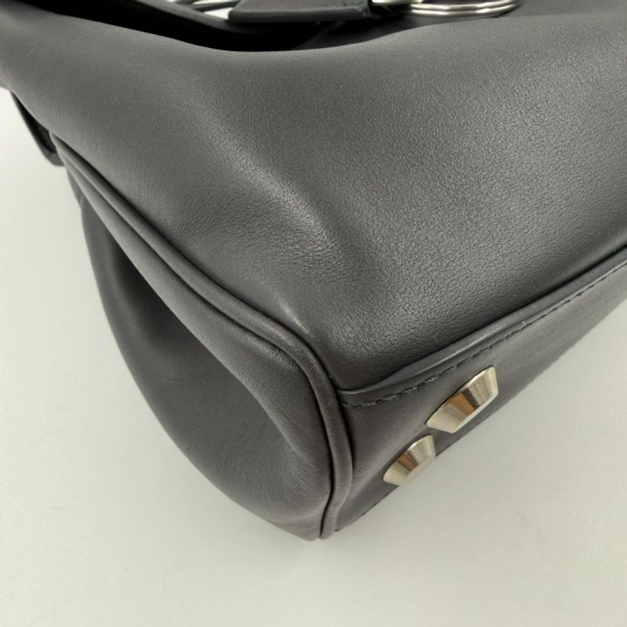 BALENCIAGA - 深灰色牛皮銀釦MINI RODEO手提斜背包-9