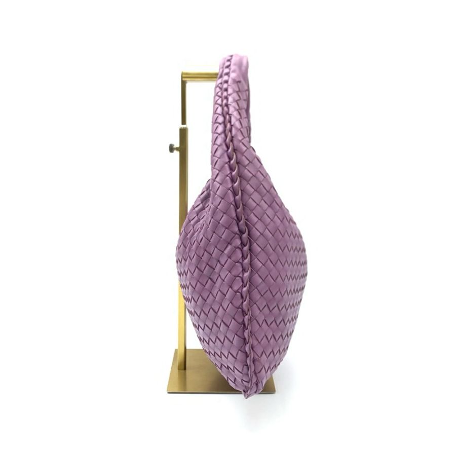 BV 葆蝶家/BOTTEGA VENETA hobo和尚包小號腋下包粉紫色-4
