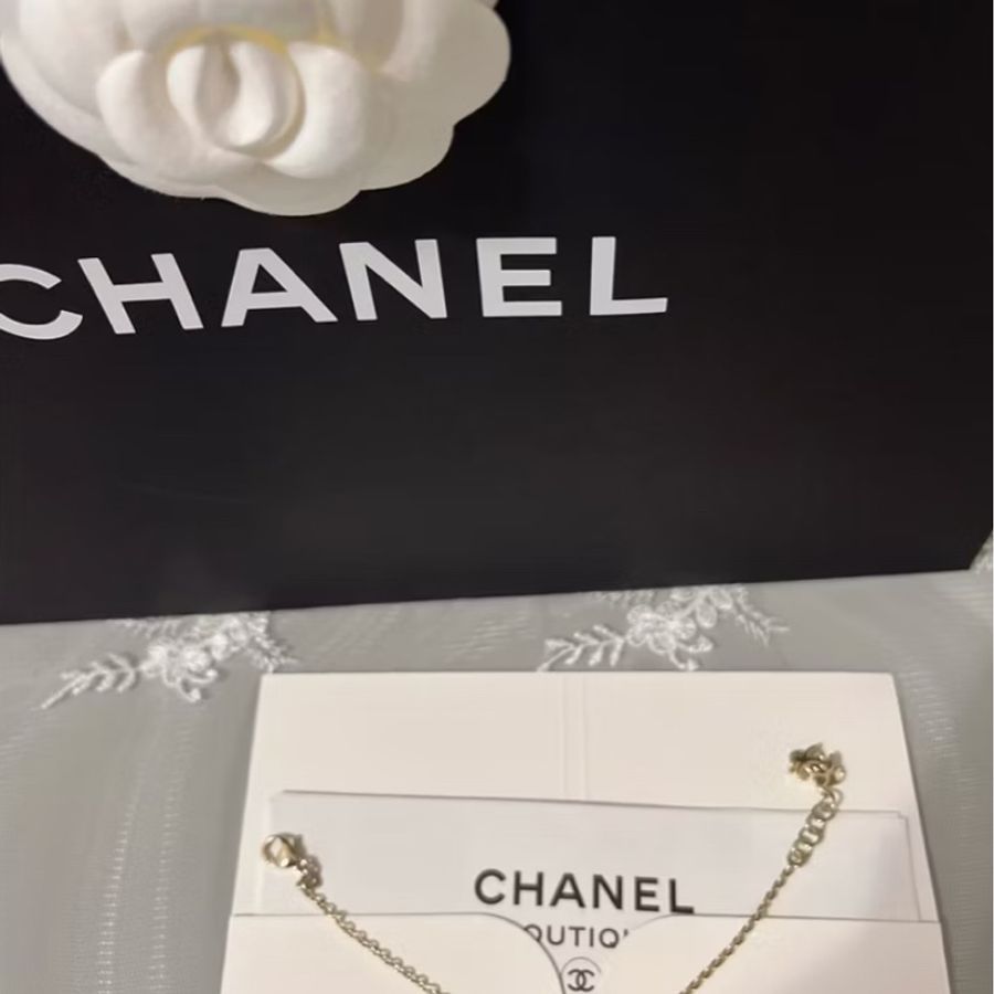 CHANEL 香奈兒《全新》25B 黑白蝴蝶結水鑽手鍊|淡金色|專櫃購入|全配附購證-16