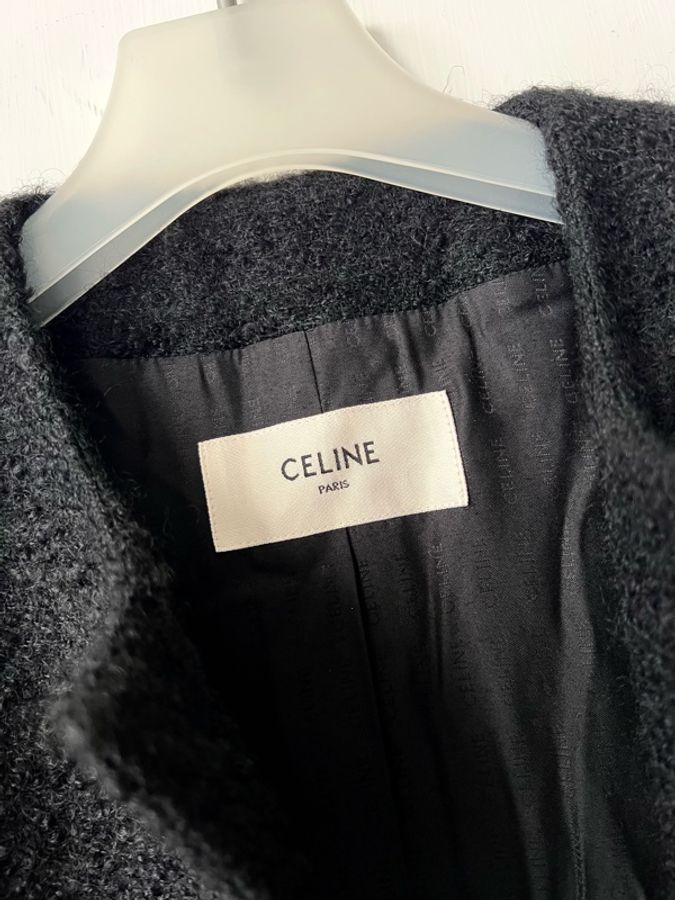 ::CELINE:: 金釦黑色毛呢短版外套36號-3