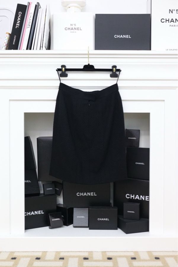 Chanel黑色羊毛半裙-1