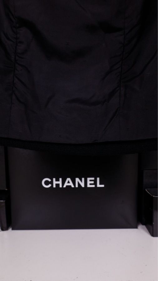 Chanel黑色羊毛半裙-10