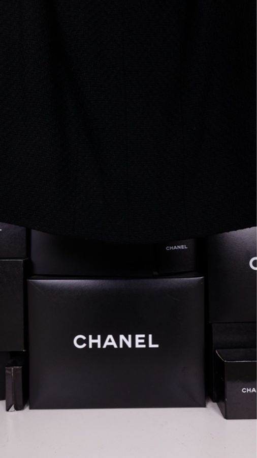Chanel黑色羊毛半裙-11