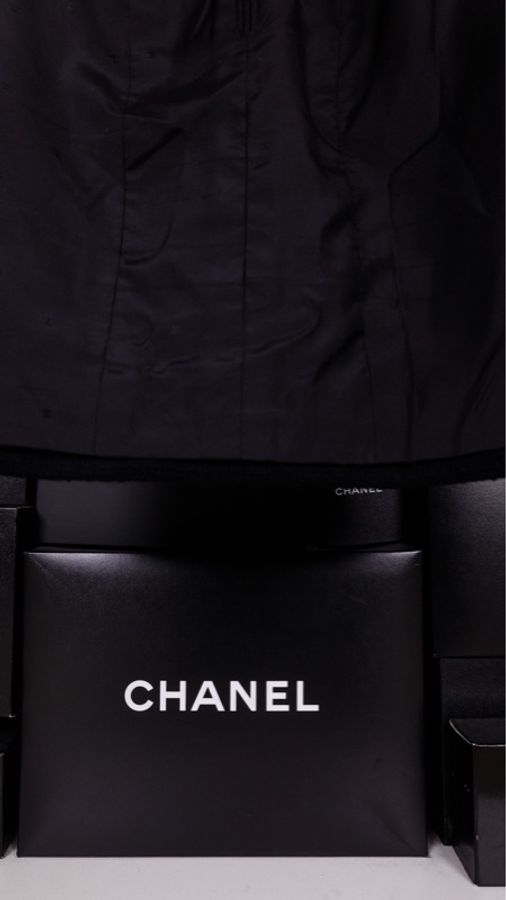 Chanel黑色羊毛半裙-13