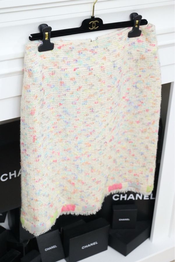 Chanel 04年彩虹粗花呢半裙-1
