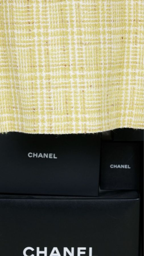 Chanel 97年秀款牛油果绿格纹外套半裙套装-23