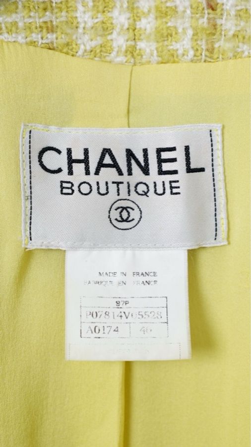 Chanel 97年秀款牛油果绿格纹外套半裙套装-42