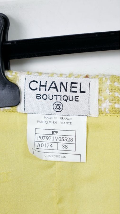Chanel 97年秀款牛油果绿格纹外套半裙套装-45