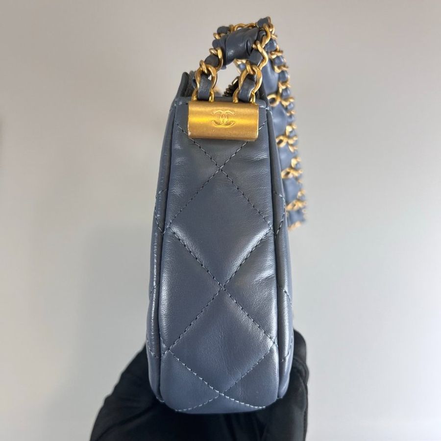 CHANEL 霧霾藍19 HOBO腋下包 AP3647/晶片款-3