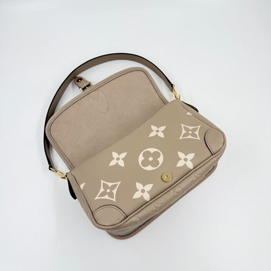 Louis Vuitton - 斑鳩灰牛皮壓紋Diane金釦手提肩背包-13