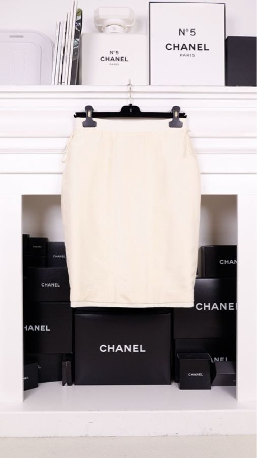 Chanel 94年黑白拼色描线滚边半裙-2