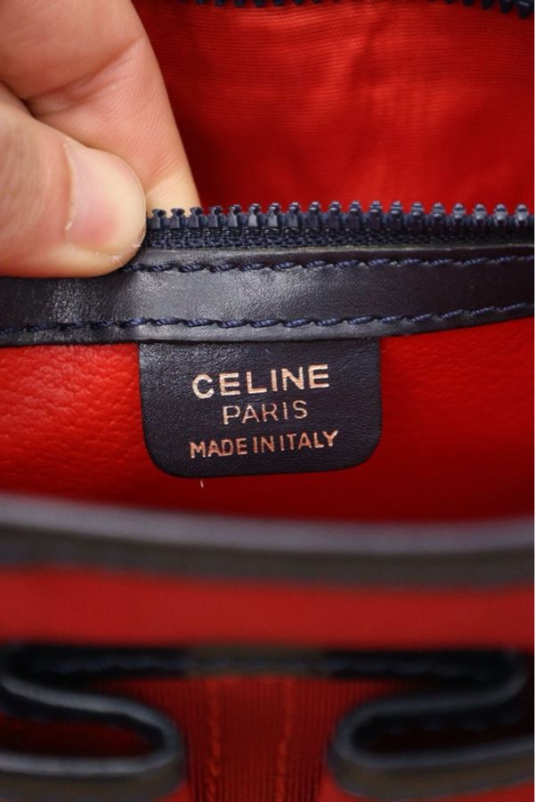 Celine海军徽章刺绣双口袋邮差包-10
