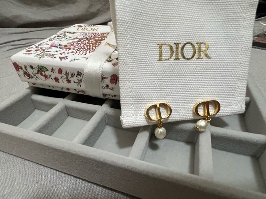 Dior 夾式珍珠耳環-3