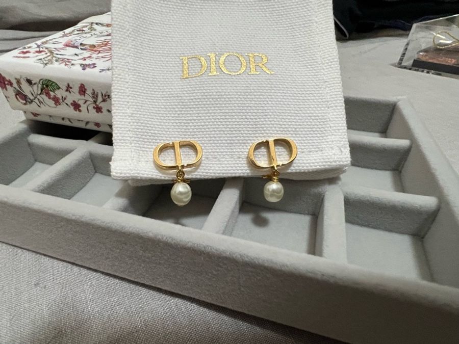 Dior 夾式珍珠耳環-4
