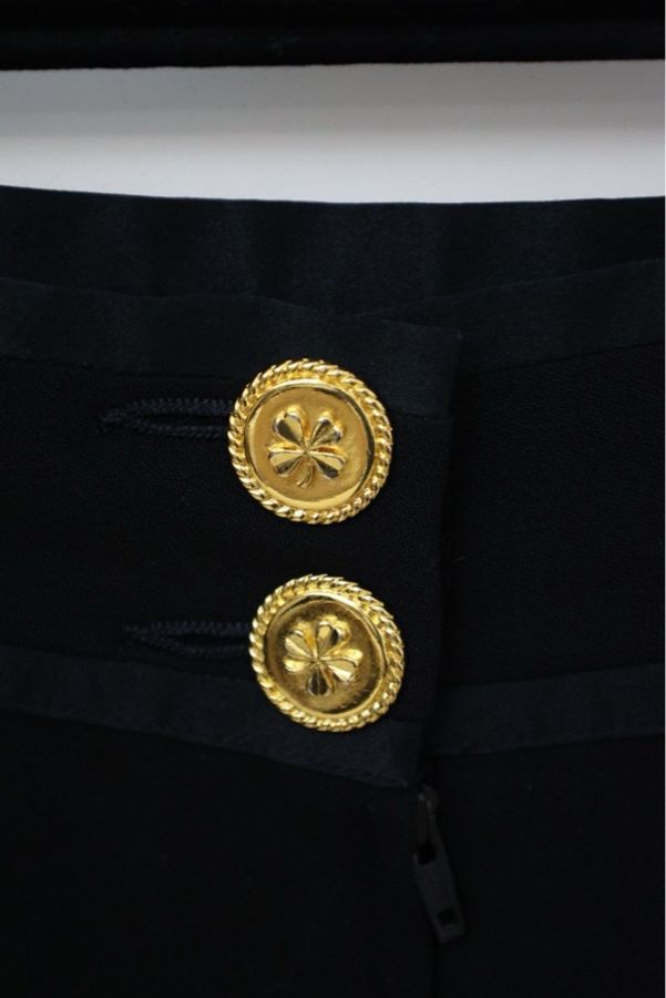 Chanel黑金四叶草素金扣两口袋半裙-6