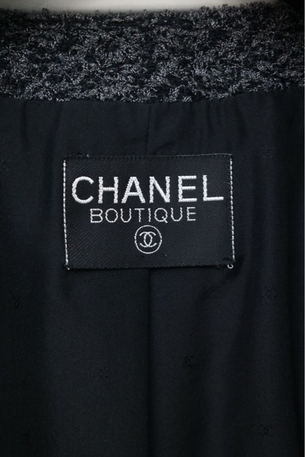 Chanel 1994年秀款灰花呢开衩设计圆领外套-8