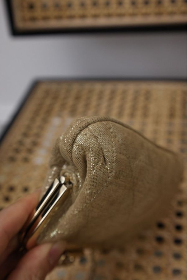 Dior迪奥金色细闪baby蛙口包子母包手提包-10