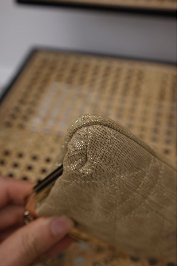 Dior迪奥金色细闪baby蛙口包子母包手提包-17
