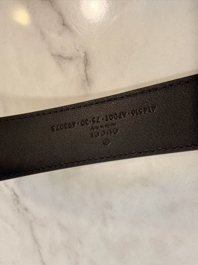 Gucci 黑牛皮雙G 馬夢腰帶 95公分-8