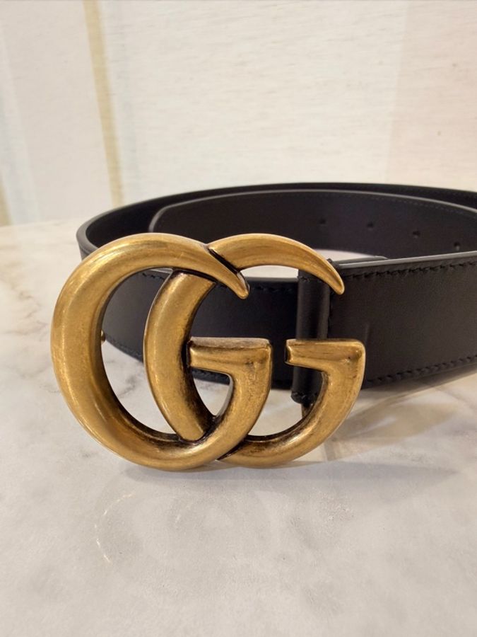 Gucci 黑牛皮雙G 馬夢腰帶 95公分-15