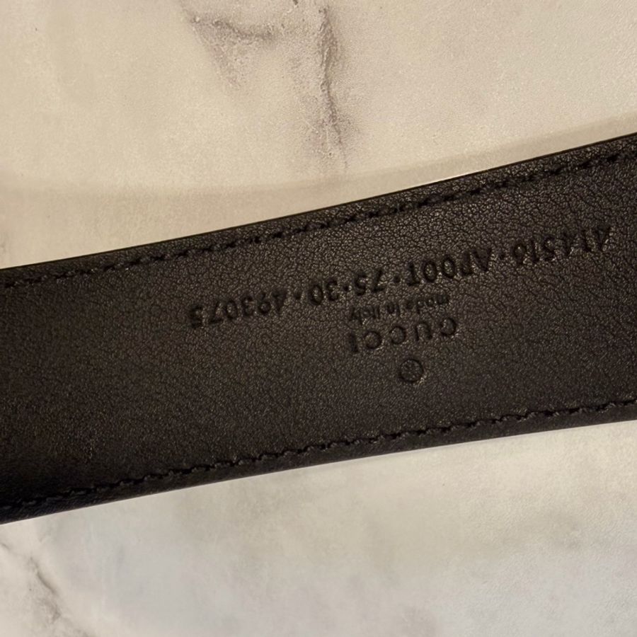 Gucci 黑牛皮雙G 馬夢腰帶 95公分-16