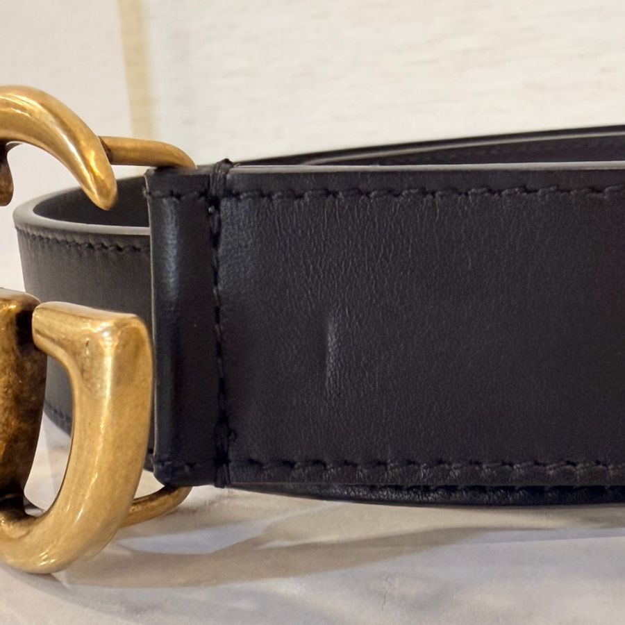 Gucci 黑牛皮雙G 馬夢腰帶 95公分-18