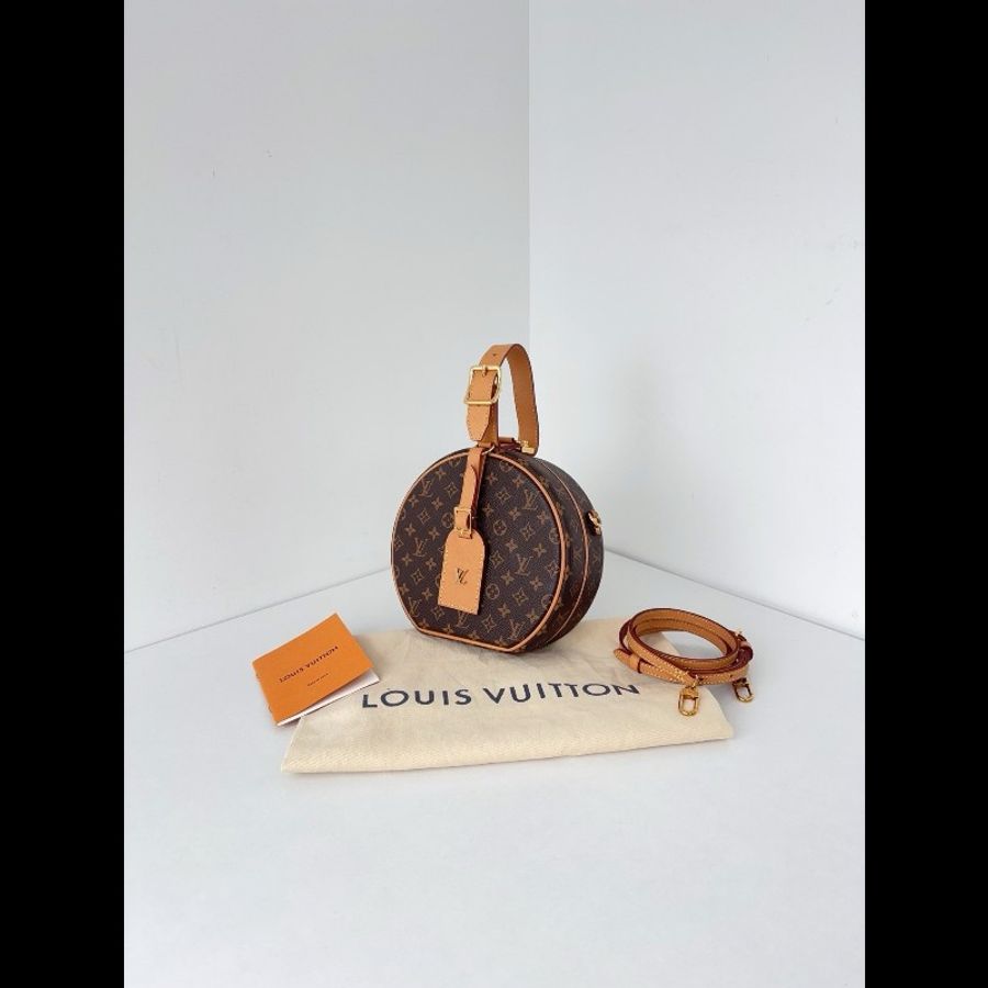 98新🆕LV 路易威登Petite Boite Chapeau 高工價款 老花圓餅 硬餅盒子手拎包-4