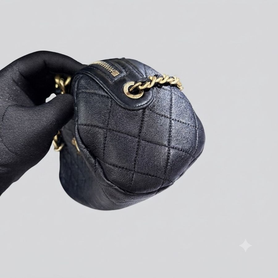 CHANEL/香奈兒 黑金鍊條 保齡球包 大號 27cm 30開-3