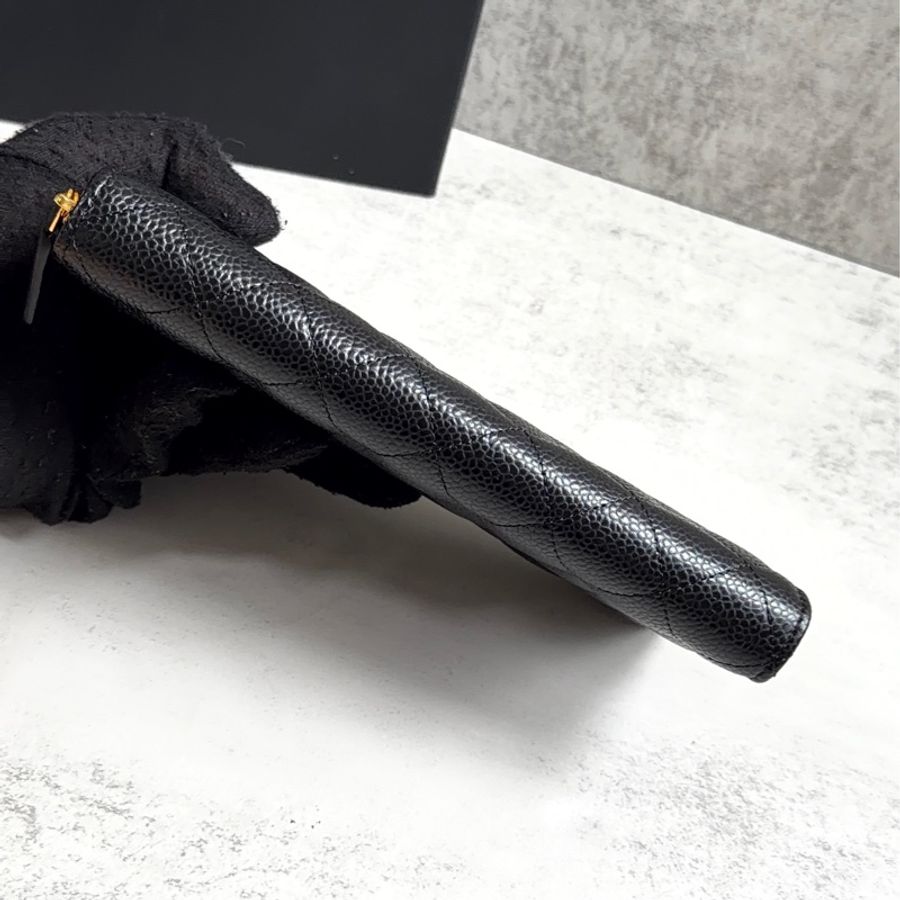 全新 CHANEL黑色經典荔枝長夾 晶片-5
