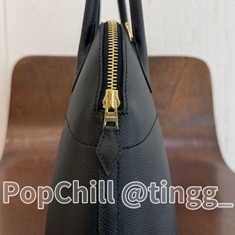 Hermes 89黑Epsom皮 Bolide27金釦手提肩斜背包-5