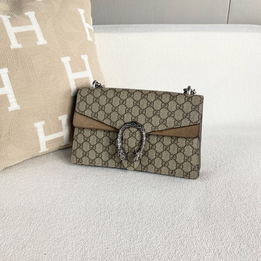 GUCCI 酒神中號 老花帆布 肩背包-5