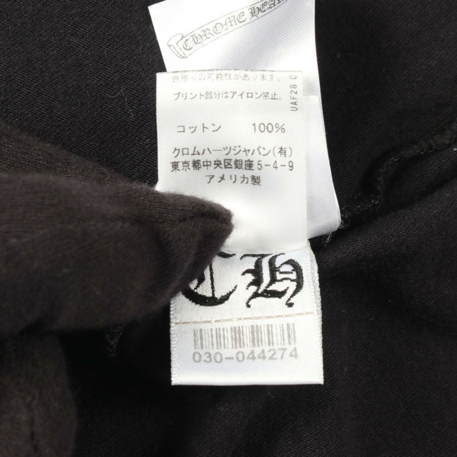 鉻心牌馬蹄形花卉十字圓領長袖T卹,純棉,黑色,二手男款-4