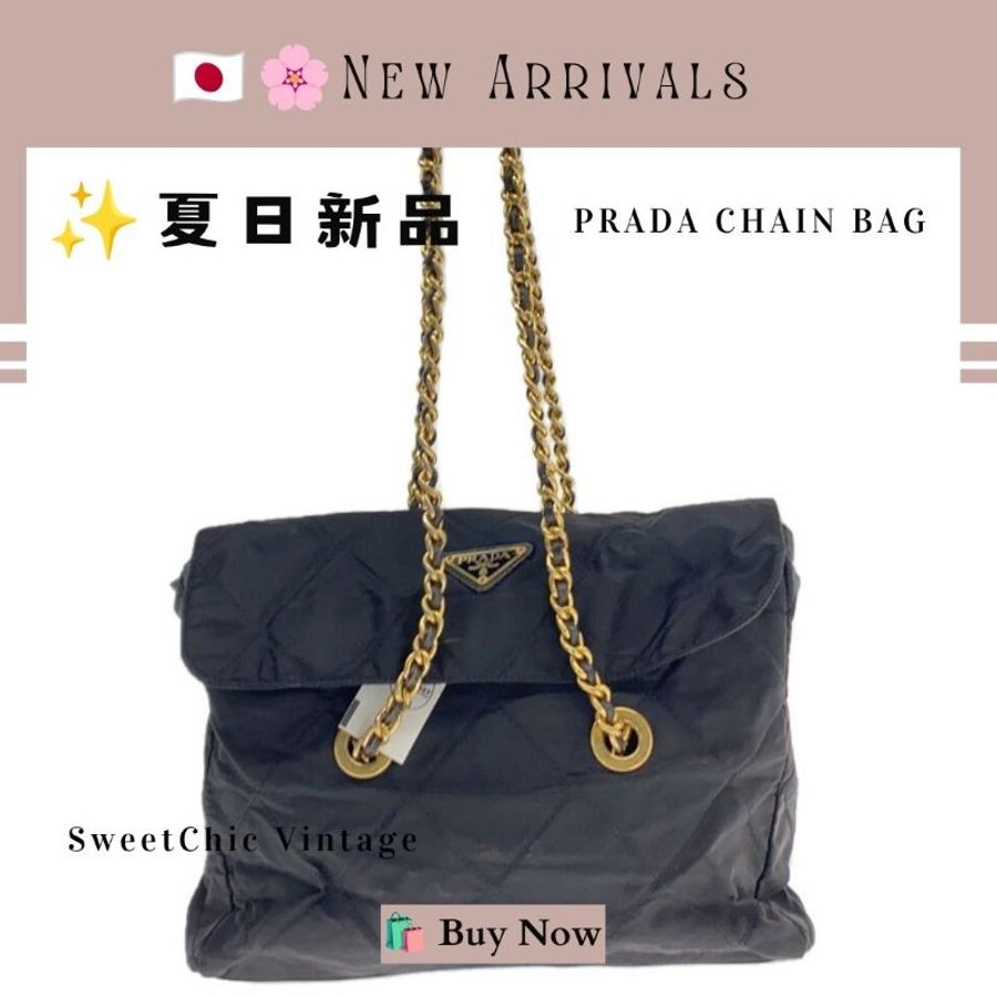 🛍️🎁 26 🔥7月新品【預訂】 💘PRADA 經典黑色尼龍鏈條單肩包 🔥 熱賣款 PRADA Chain Bag 🔥-0