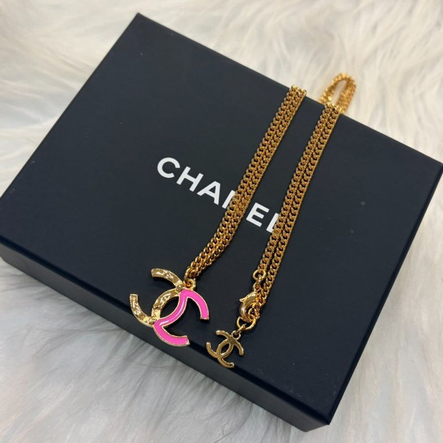 CHANEL 金粉雙色雙C項鍊-0